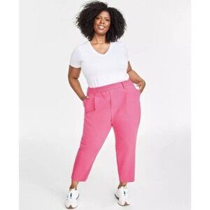 On 34th Solid Double-Weave Ankle Pants Fuchsia Purple Plus Size 2X NWT $69